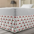 thumbnail image 1 of Cherry Bed Skirt, Cartoon Summer Fruit Symmetric Repetitive Pattern on Plain Backdrop, Elastic Bedskirt Dust Ruffle Wrap Around for Bedding Decor, 4 Sizes, Vermilion Green, by Ambesonne, 1 of 2