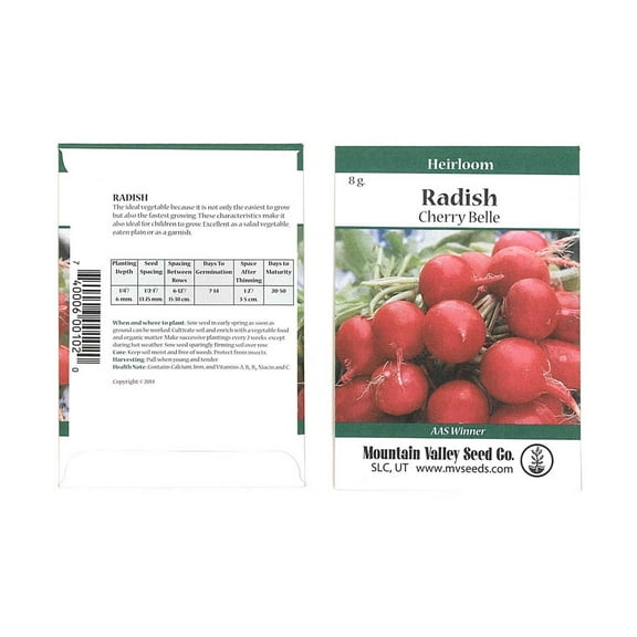 Cherry Belle Radish Seeds - 8 Gram Seed Packet - Heirloom Garden Seeds, Non-GMO, AAS Winner - Vegetable Gardening and Micro Greens