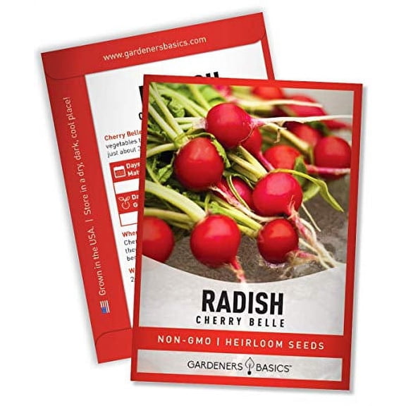 Radish Seeds for Planting - Cherry Belle Variety Heirloom, Non-GMO Vegetable Seed - 2 Grams of Seeds Great for Outdoor Spring, Winter and Fall Gardening by Gardeners Basics