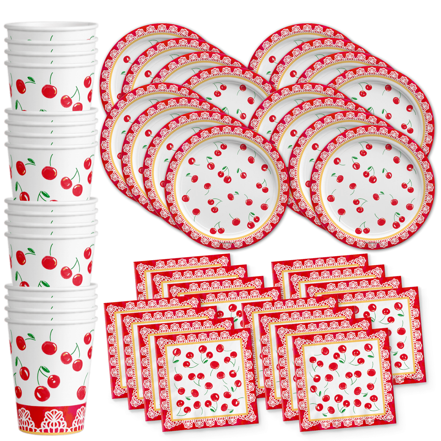 Cherry Birthday Party Supplies Set Plates Napkins Cups Tableware Kit