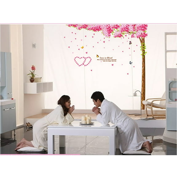 Cherry Bloosm Plum Trees Wall Decal Walll Sticker Sakura Flower for Kids Kindergarten Living Room Children's Room TV Sofa Background Wall Art Decors