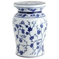 thumbnail image 1 of JONATHAN Y Cherry Blossom 17.7" Ceramic Garden Stool, White/Blue, 1 of 6