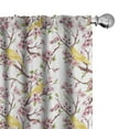 thumbnail image 1 of Cherry Blossom 2 Panel Curtain Set, Spring Concept Sparrow on Freshly Blooming Sakura Branches, Lightweight Window Treatment Living Room Bedroom Decor, 56" x 84", Rose Yellow, by Ambesonne, 1 of 5