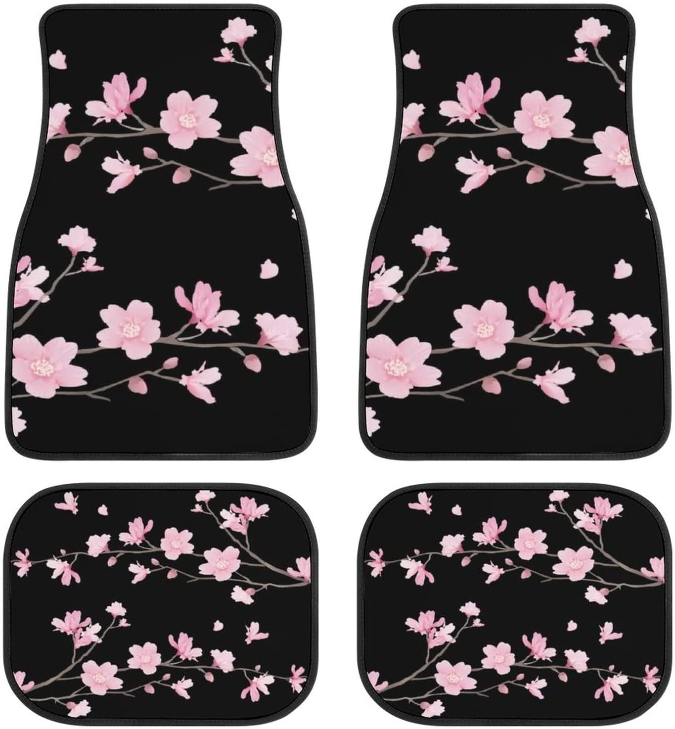 Cherry Blossom Black and Pink Car Floor Mats Set of 4