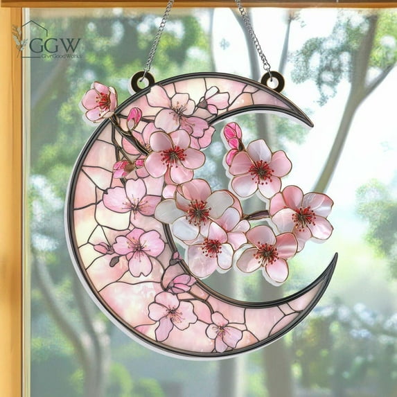 Cherry Blossom Acrylic Suncatcher Hanging, Sakura Flower Suncatcher, Cherry Blossom Lover Gift, Spring Floral, Gift for Mom, Gift For Her