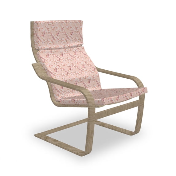 Cherry Blossom Armchair Pad and Slipcover, Blossoming Sakura Cherry Trees Japanese Nature Inspirations Romantic, 1 Piece Soft Cushion Replacement with Removable Cover, Peach Pink Yellow, by Ambesonne