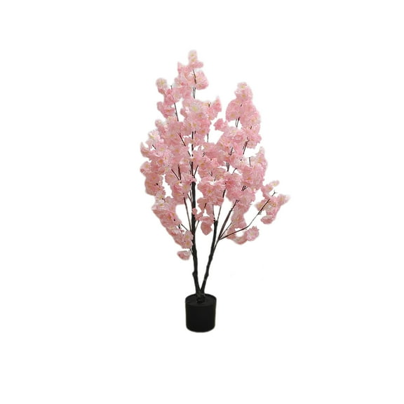 Cherry Blossom Artificial Trees, Tall Faux Cherry Blossom Flowers with Plastic Pot, Handmade Fake Blossom Trees for Home Office Indoor Outdoor Decor