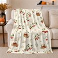 thumbnail image 1 of Cherry Blossom Basket Harvest Farmhouse bedroom Room, Rustic Botanical Portrait, Warm Flannel Blanket for Ranch House and Living Room, Animal Lovers Thanksgiving Gift, Rustic Home Decor, 1 of 9