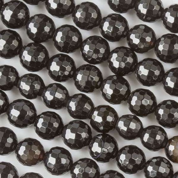 Cherry Blossom Beads 16 Inch Strand Onyx 8mm Faceted Round Beads