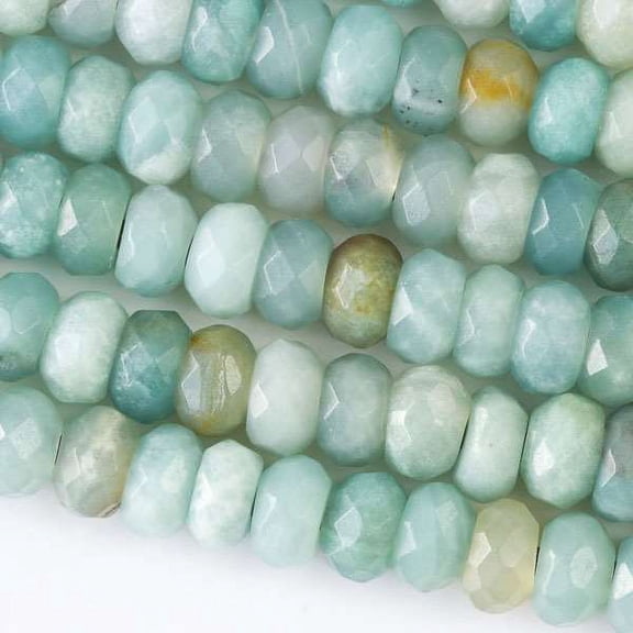 Cherry Blossom Beads 8 Inch Strand Amazonite 5x8mm Faceted Large Hole Rondelle Beads with a 2.5mm Drilled Hole