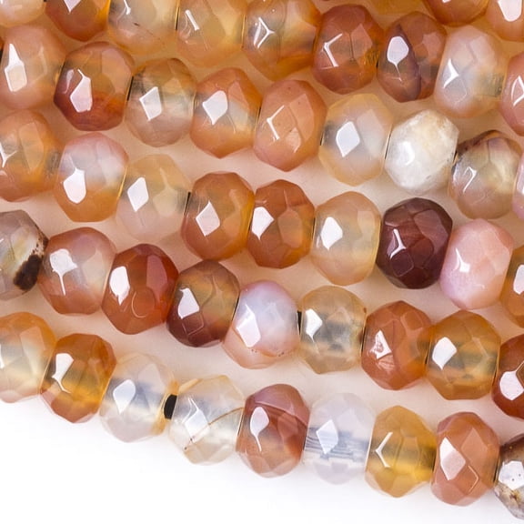 Cherry Blossom Beads 8 Inch Strand Multicolor Carnelian 5x8mm Faceted Large Hole Rondelle Beads with a 2.5mm Drilled Hole