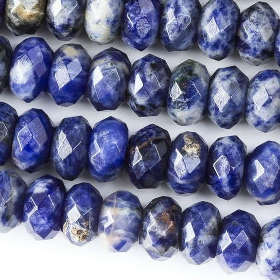 Cherry Blossom Beads 8 Inch Strand Sodalite 6x10mm Faceted Large Hole Rondelle Beads with a 2.5mm Drilled Hole
