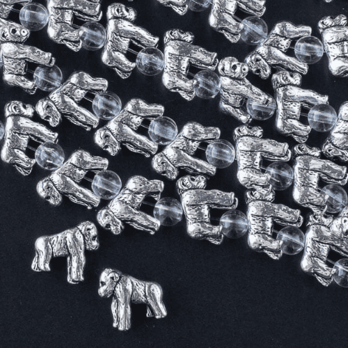 Cherry Blossom Beads 8 inch strand Silver Pewter 12x14mm Gorilla Beads