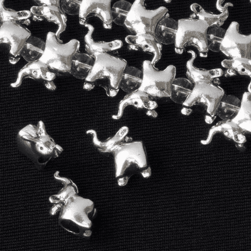 Cherry Blossom Beads 8 inch strand Silver Pewter 13x15mm Large Hole Elephant Beads