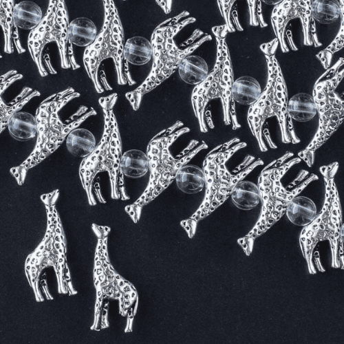 Cherry Blossom Beads 8 inch strand Silver Pewter 8x22mm Giraffe Beads
