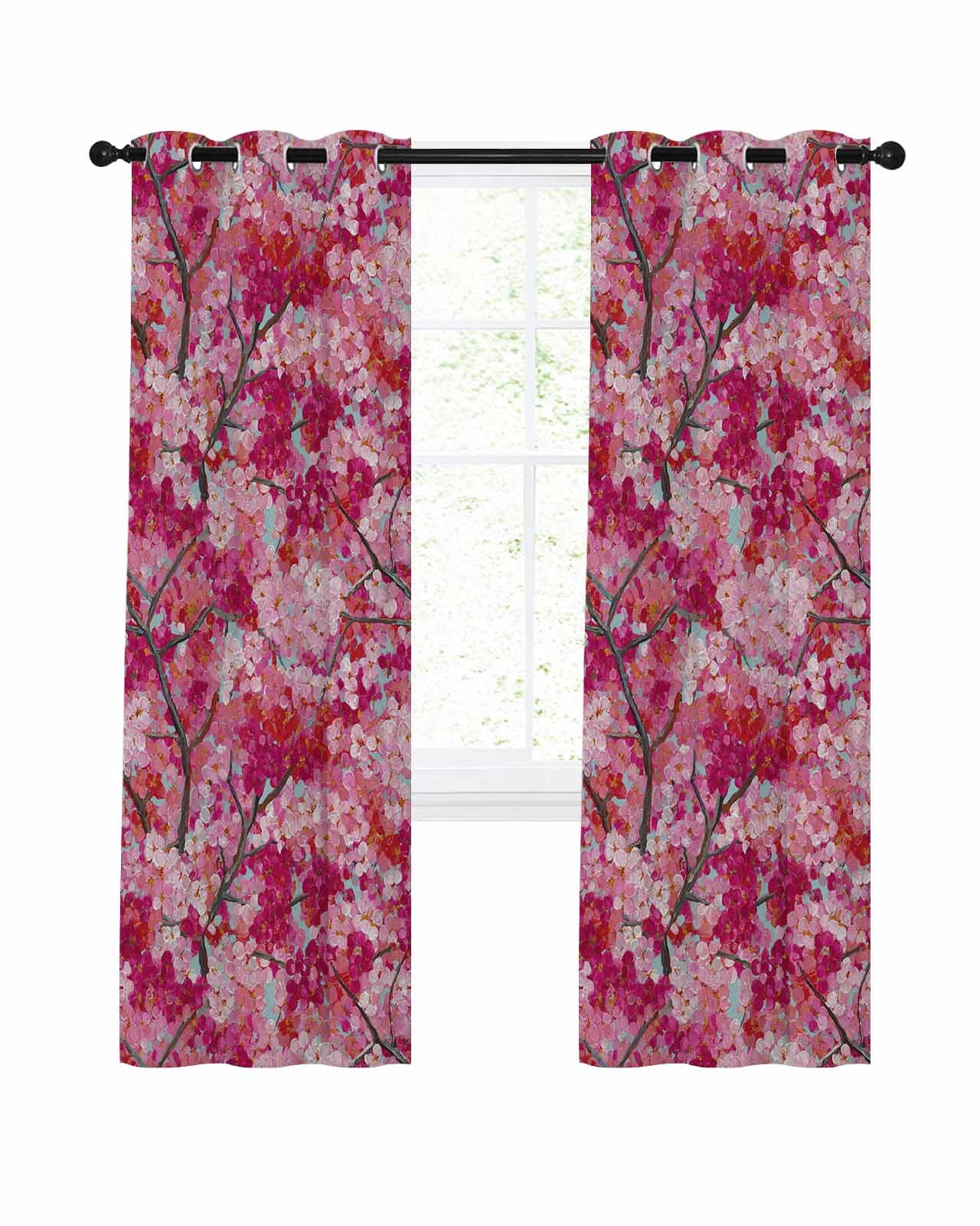 Cherry Blossom Blackout Curtains, Light Blocking Print Window Curtains ...