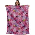 thumbnail image 1 of Cherry Blossom Blanket Soft Cozy Warm Throw Blanket for Couch, Plush Fuzzy Flannel Fleece Blankets for Sofa, Pink Purple Flowers Modern Oil Painting Art Bed Blankets Gifts for Men, 50"x60", 1 of 9