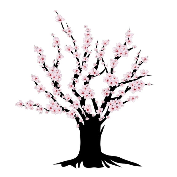 Cherry Blossom Blooming Tree Vinyl Wall Decal – Sticker for home Decoration in Nursey room, Baby room, Bedroom and Living room, Wall Mural to Transform a Room with a New Look--Size: 27" x 30".