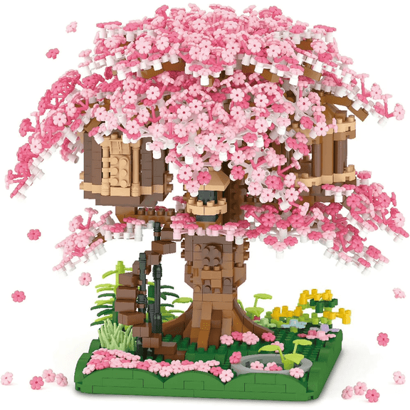 Cherry Blossom Bonsai Tree House Building Blocks Set, Complete Gift Box Packaging Decorative Building Bricks Model