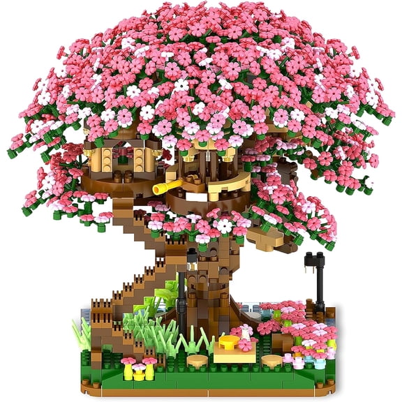 Cherry Blossom Bonsai Tree Mini Micro Building Set, Japanese Sakura Tree House Model Sets for Adults, Flowers House Mini Bricks Building Kit, Creative Gift Toys for Teens 14 (2138PCS)