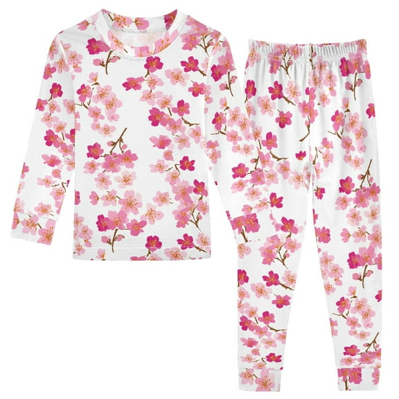 Cherry Blossom Branch Cotton Pajamas 2 Piece Set Sleepwear Soft and Comfortable Homewear Nightwear