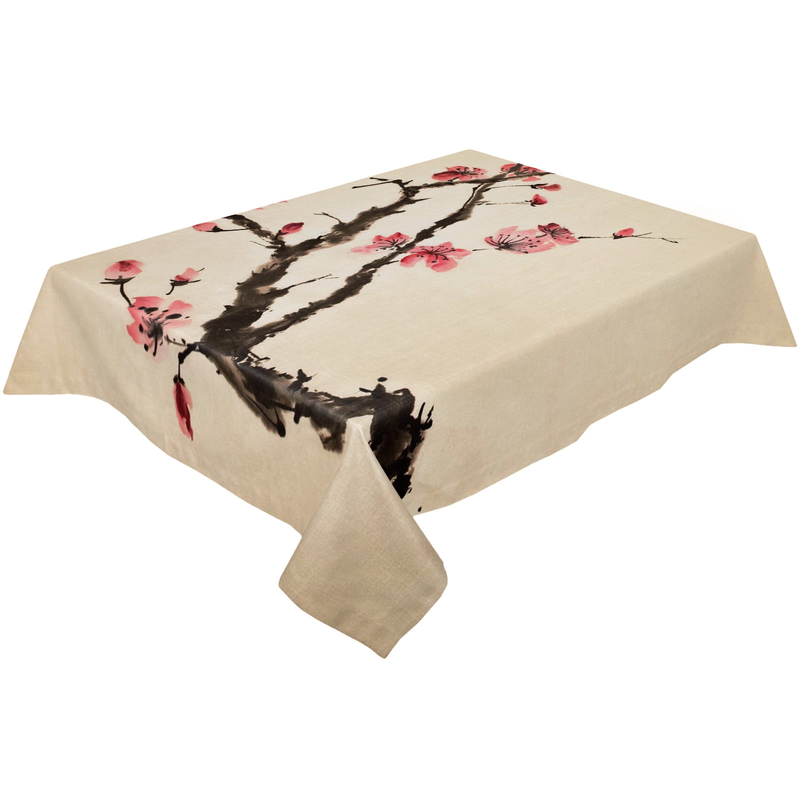 Cherry Blossom Branch Flower Chinese Style Waterproof Dining Table
