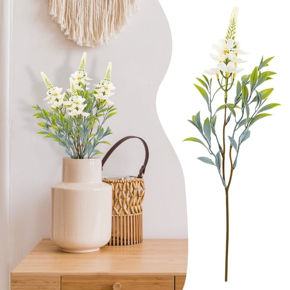 Cherry Blossom Branches, Artificial Celosia Stems Faux Red Spike Flower Picks Realistic Amaranth Floral Sprays for Home Vase Fillers, Farmhouse Table Centerpieces White 1Pcs
