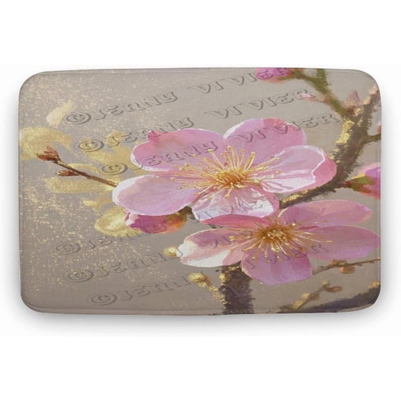 Cherry Blossom Branches Bath Mat 16 x 24 Inches Super Soft Machine Washable Non-Slip Bathroom Rug with Spring Design