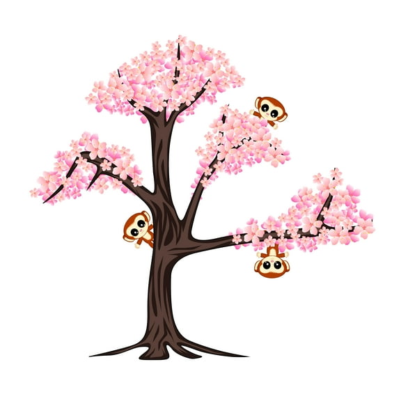 Cherry Blossom Bunch Wall Decals -Animal Themed- Sticker for Cherry Blossom a Floral Themed Nursey Room, Easy To Apply & Removeable-Applies to any Smooth Surface-Size: 10" x 27".