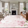 thumbnail image 1 of Cherry Blossom Bunny Area Rugs 8'x10', Washable Small Throw Rugs for Living Room Patio, Pink Spring Modern Farmhouse Floral Indoor Outdoor Rug Non-Slip Low Pile Carpet Runner Reversible Floor Mats, 1 of 8