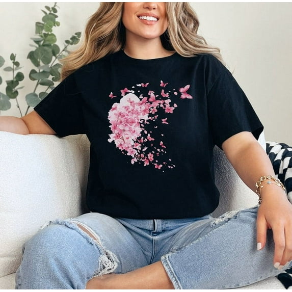 Cherry Blossom Butterfly Shirt Butterfly Tee Mothers Day Gift Shirt Cherry Blossom Shirt Flowers Gift T-shirt Botanical Tee Christmas Gift