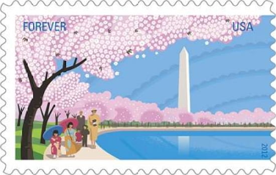 Cherry Blossom Centennial Canvas Art - US POSTAL SERVICE (12 x 18)