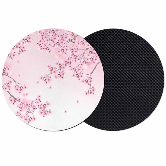 Cherry Blossom Coasters Set of 2, Soft Absorbent Coasters for Drinks, Gradient Tree Pink Flower Plant Non-Slip Cup Coaster Mat with Rubber Bottom for Home Kitchen Desk Coffee Bar Table Decor 4"