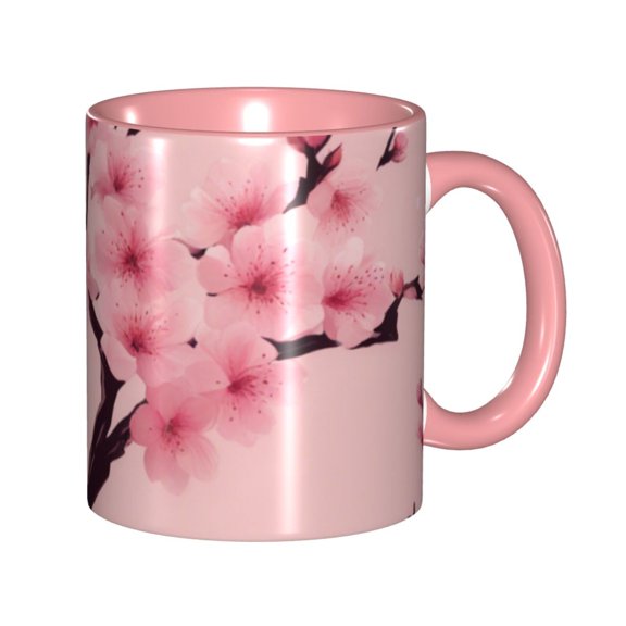 Cherry Blossom Coffee Mug Fun Custom Ceramic Mugs 11oz Pink