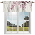 thumbnail image 1 of Cherry Blossom Curtain Valance for Windows/Living Room/Kitchen/Bathroom/Farmhouse, Pink Asian Japanese Burlap Beige Short Rod Pocket Tier Curtain Window Treatment, 1 Panel 54x18, 1 of 5