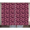 thumbnail image 1 of Ambesonne Cherry Blossom Curtains 2 Panel Set, April in Asia, 108" x 63", Plum Pink Green, 1 of 3