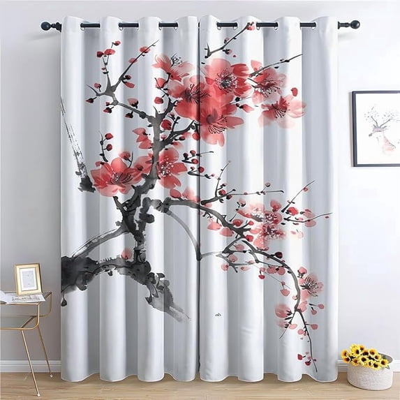 Cherry Blossom Curtains, Japanese Asian Blackout Curtains, Oriental ...