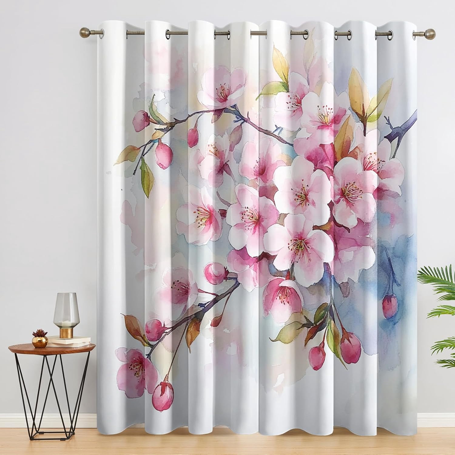MOBEITI Cherry Blossom Blackout Curtains - 96" Long, 2 Panels, Grommet Top, Thermal Insulating For Bedroom & Living Room - View #9