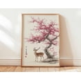 thumbnail image 1 of Cherry Blossom Deer Japanese Ink Nature Zen Asian Wildlife Wall Art Print, Unframed Paper Poster 16x20in, 1 of 4