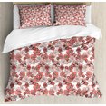 thumbnail image 1 of Cherry Blossom Duvet Cover Set King Size, Spring Season Floral Hand Drawn Style Ornament Japanese Asian Nature, Decorative 3 Piece Bedding Set with 2 Pillow Shams, Coral Blush White, by Ambesonne, 1 of 3