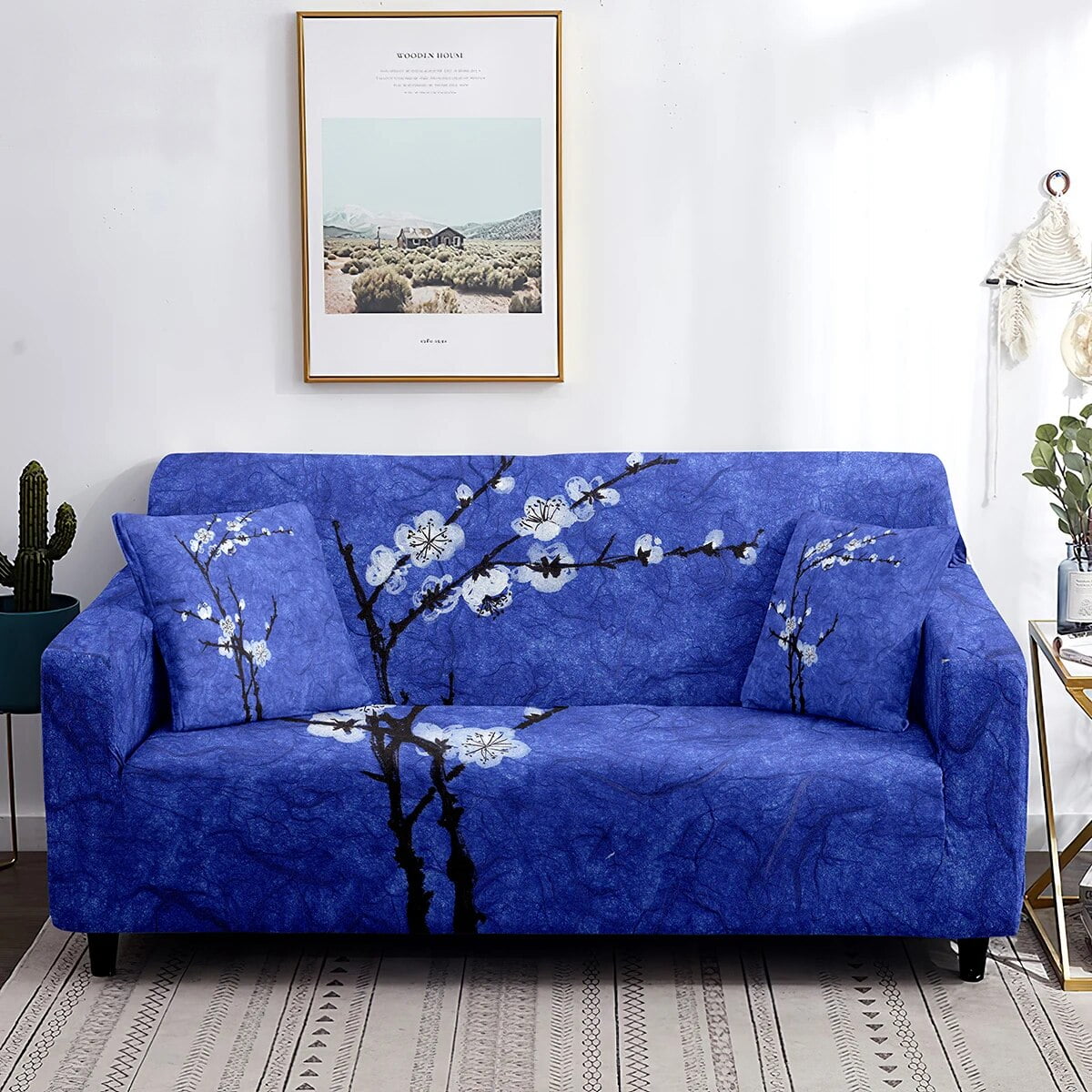 Cherry Blossom Elastic Sofa Cover for Living Room Mount Fuji Print ...