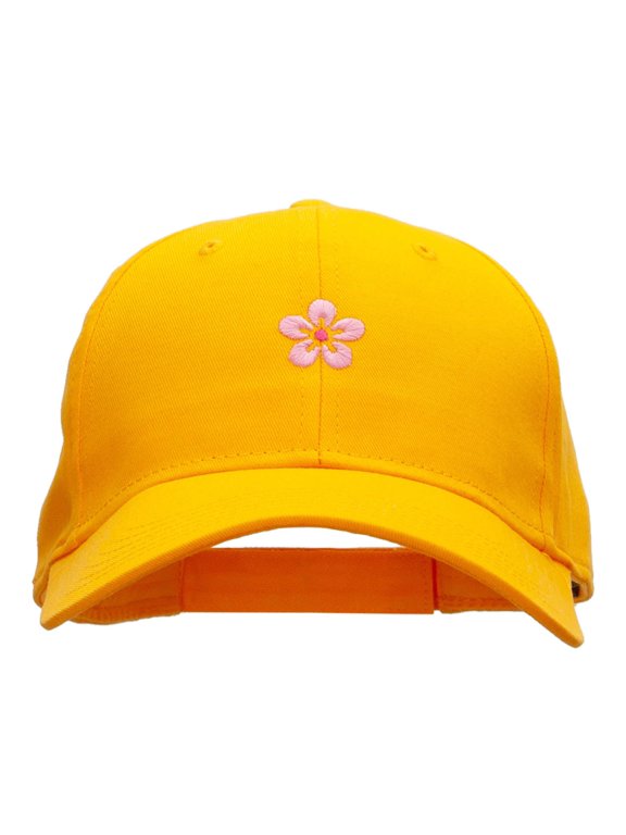 Cherry Blossom Embroidered Low Profile Cap - Yellow OSFM