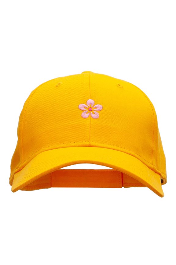 Cherry Blossom Embroidered Low Profile Cap - Yellow OSFM