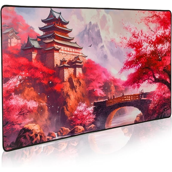 Cherry Blossom Extended Gaming Mouse Pad, Ultra-Smooth Surface for Pixel-Precise Mouse Control, Durable Anti-Fray Stitching, Non-Slip Rubber Base, for Gamer, Office & Home, Light & Portable