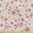 thumbnail image 1 of Ambesonne Cherry Blossom Fabric by the Yard Upholstery, Blooming Sakura Art, 5 Yards, Dried Rose and Eggshell, 1 of 4