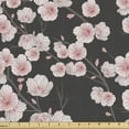 thumbnail image 1 of Ambesonne Cherry Blossom Fabric by the Yard Upholstery, Natural Rustic, 10 Yards, Dark Brown Blush White, 1 of 4