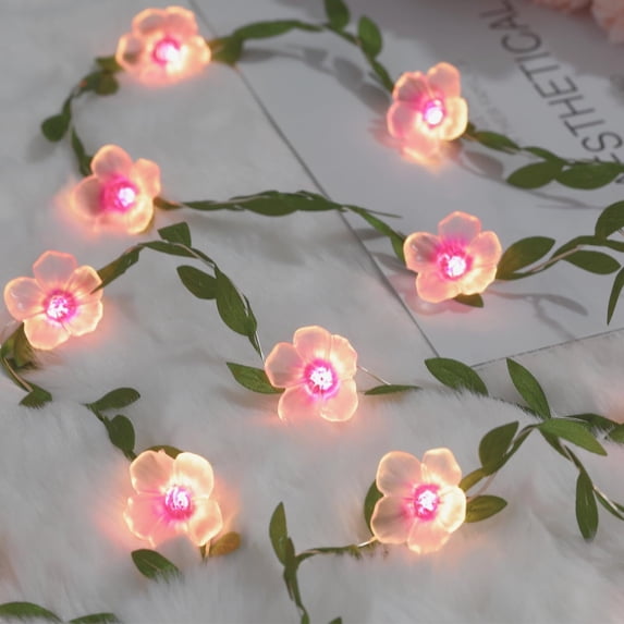 Cherry Blossom Fairy Lights 13ft - 40 LED Flower String Lights with USB ...