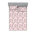 thumbnail image 1 of Cherry Blossom Fitted Sheet & Pillow Sham Set, Sakura Blooming Petals Pastel Colored Asian Spring Garden Print, Decorative Printed 3 Piece Bedding Decor, Queen, Pale Pink and Magenta, by Ambesonne, 1 of 1