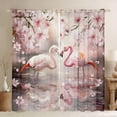 thumbnail image 1 of Cherry Blossom Flamingo 30%-50% Blackout Curtains 42"Wx63"L Japanese Window Curtains For Teen Women Pink Floral Tropical Animal Curtains & Drapes Aesthetics Bedroom Room 2 Panels, 1 of 6
