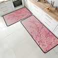 thumbnail image 1 of Cherry Blossom Floral Butterfly Kitchen Mats Cushioned Anti Fatigue 2 pcs Set, Memory Foam Pink Flower Kitchen Rugs Non Slip Washable Area Rug for Floor Sweet Home Decor, 17"x29"+17"x47", 1 of 6